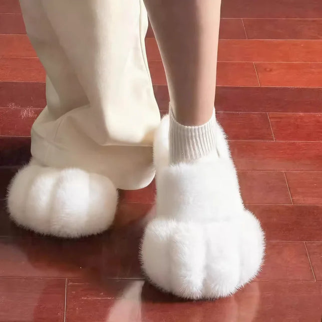 Women's Cat Paw Plush Slippers