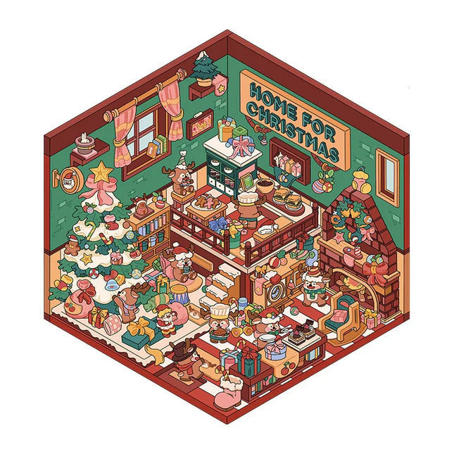 Christmas 3D DIY Sticker Cabin Scene Craft Kit for Kids