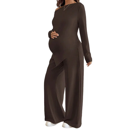 2-Piece Maternity Polo Shirt and Pants Set