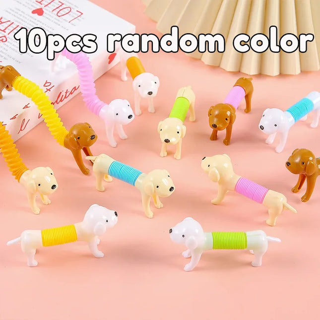 10-Piece Dog Pop Tube Toy Set