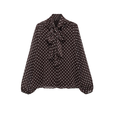 Women's Polka Dot Bow Blouse