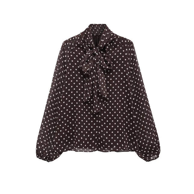 Women's Polka Dot Bow Blouse
