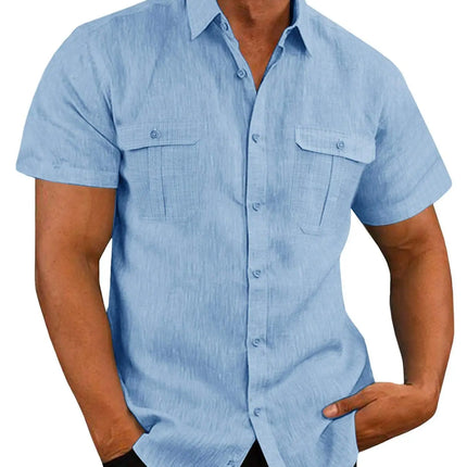 Men’s Linen Stand Collar Shirt