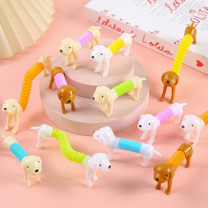 10-Piece Dog Pop Tube Toy Set
