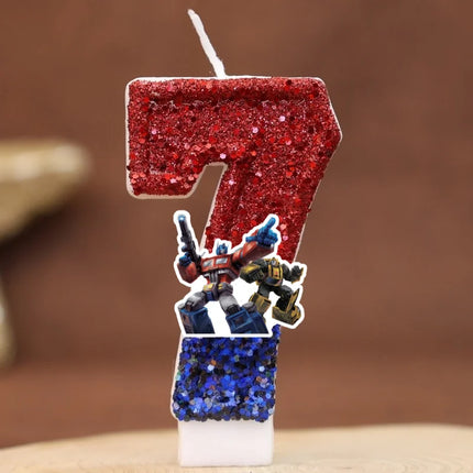 Robot Car Number Birthday Candles