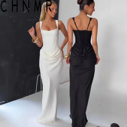 Backless Ruched Maxi Dress