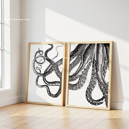 Retro Blue Sardine Canvas Poster