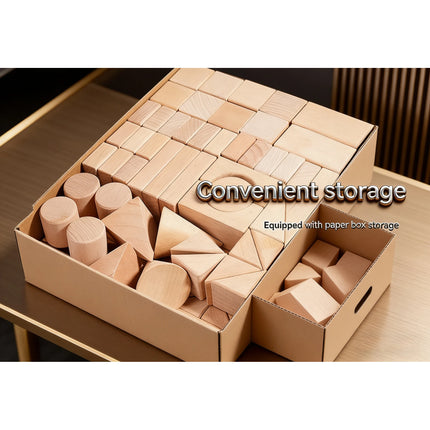 100-Piece Natural Wooden Building Blocks Set for Kids