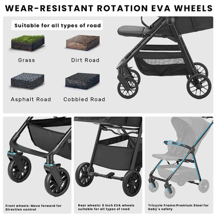 Compact Baby Stroller with Reclining Seat