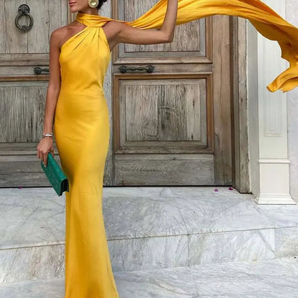 Ribbon Halter Maxi Dress