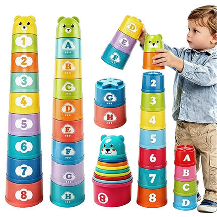 Rainbow Stacking Cups and Color Sorting Game for Kids
