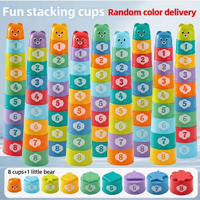Rainbow Stacking Cups and Color Sorting Game for Kids