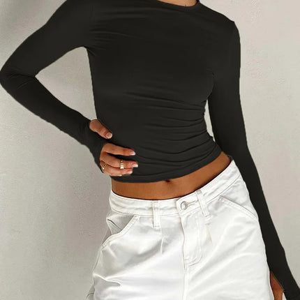 Women's Long Sleeve Slim Fit Crop Top