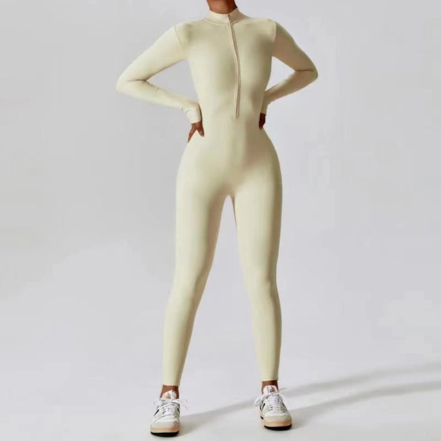 Women's Long-Sleeve Zip-Up Yoga Jumpsuit