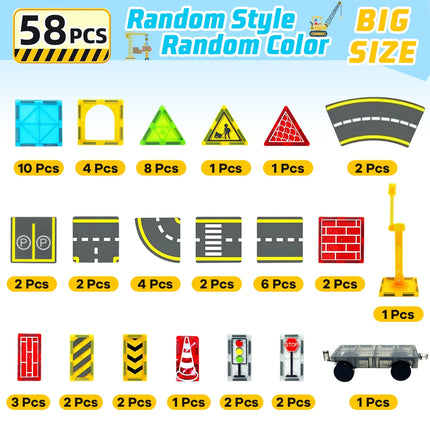 Magnetic Road Construction Building Blocks Set for Kids