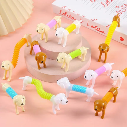 10-Piece Dog Pop Tube Toy Set