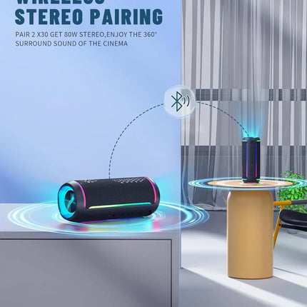 40W Portable Bluetooth Speaker with LED Lights