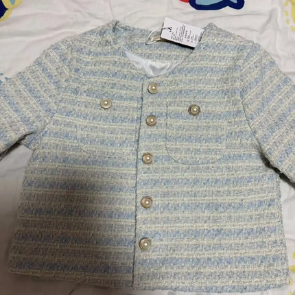 Women's Blue Plaid Tweed Jacket