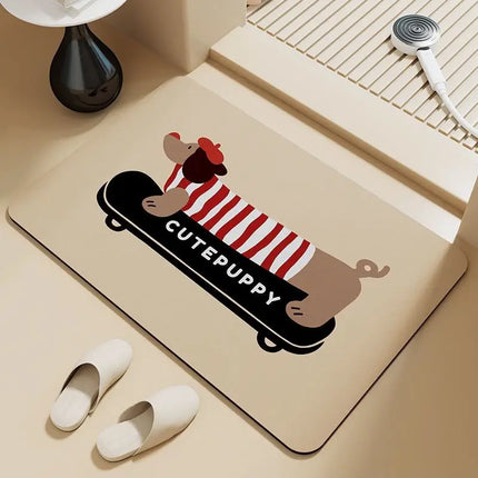 Cute Dachshund Puppy Absorbent Floor Mat