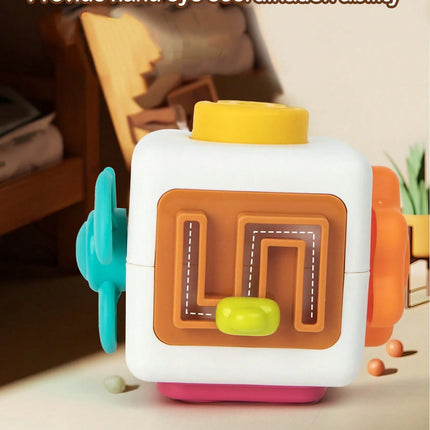 6-in-1 Montessori Sensory Busy Board Activity Cube for Kids