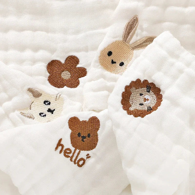 6-Layer Cotton Embroidered Baby Burp Cloth