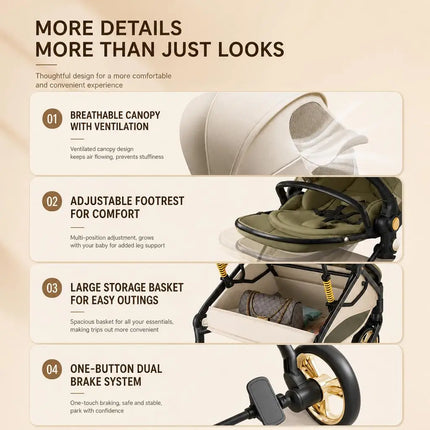 Lightweight High-Landscape Baby Stroller