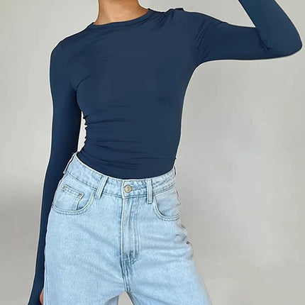 Women's Long Sleeve Slim Fit Crop Top
