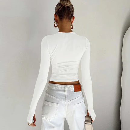 Women's Long Sleeve Slim Fit Crop Top
