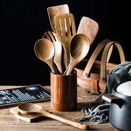 9-Piece Wooden Kitchen Utensil Set