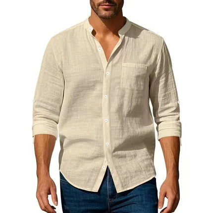 Men’s Cotton Linen Henley Shirt