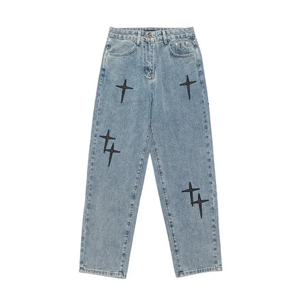 Men’s Printed Baggy Wide-Leg Jeans