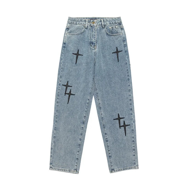 Men’s Printed Baggy Wide-Leg Jeans