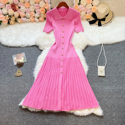 Elegant Patchwork Knitted Long Dress
