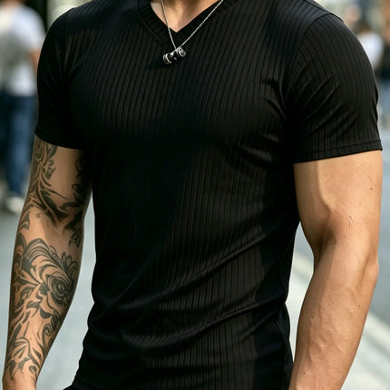 Men's Ribbed V-Neck T-Shirt