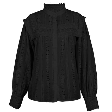 Women's Lace-Up Embroidered Blouse