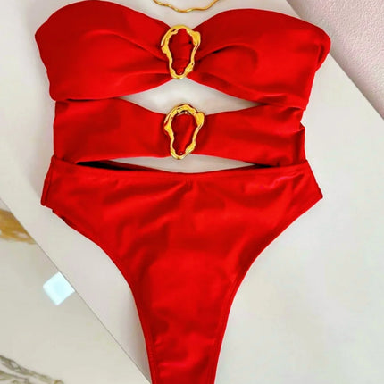 Metal Ring Cut-Out Swimsuit