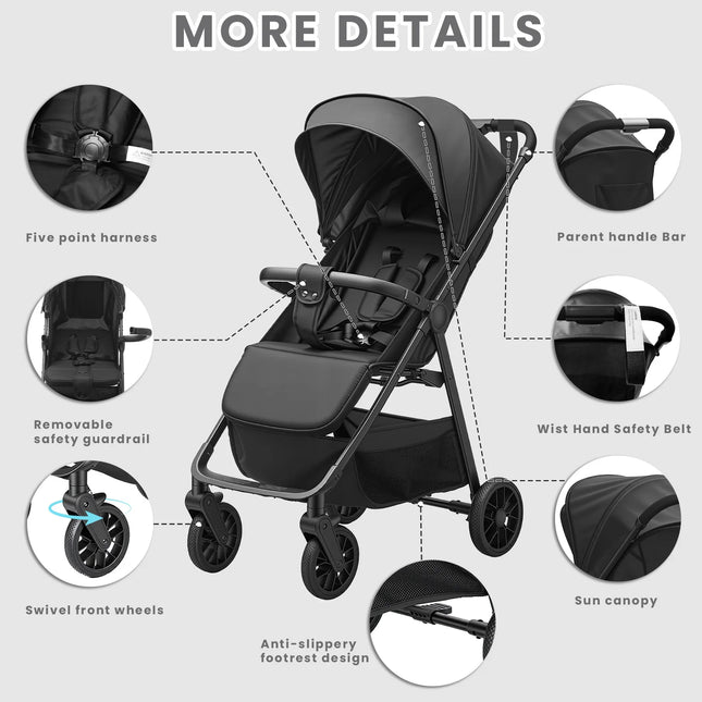 Compact Baby Stroller with Reclining Seat