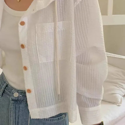 Women's Striped Hooded Shirt