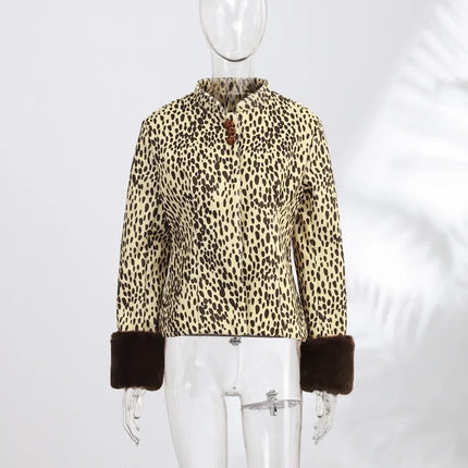 Women's Leopard Print Fur Jacket