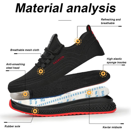 Unisex Breathable Steel Toe Safety Shoes