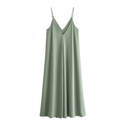 Draped Backless Slip Maxi Dress