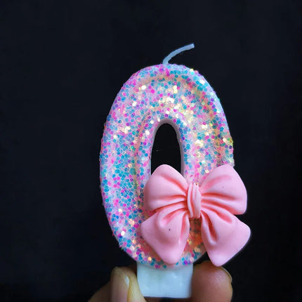 Pink Bow Number Birthday Candles