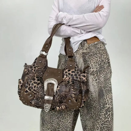 Leopard Print Patchwork Bag