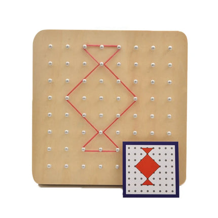 Montessori Rubber Band Pattern Board with Shape Cards for Kids
