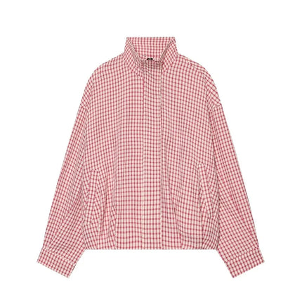Women's Cropped Plaid Bomber Jacket