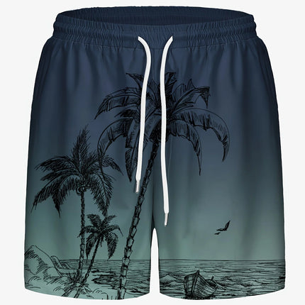 Coconut Tree Print Beach Shorts