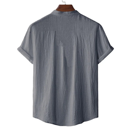 Men's Cotton Linen Henley T-Shirt