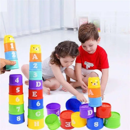 Rainbow Stacking Cups and Color Sorting Game for Kids