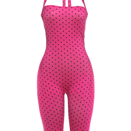 Women's Polka Dot Backless Halter Romper