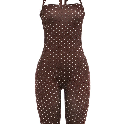 Women's Polka Dot Backless Halter Romper